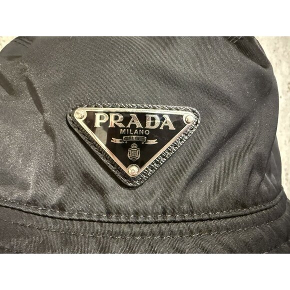 Prada Milano Black Re-Nylon Bucket Hat With Logo Patch Small - Picture 4 of 14